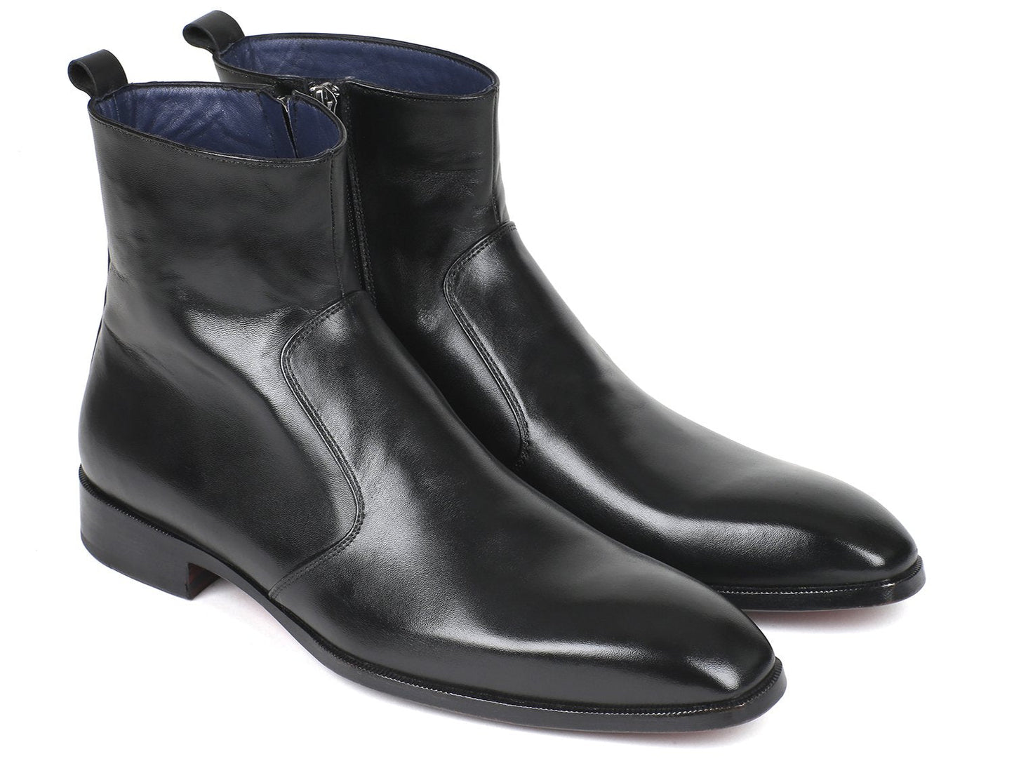 Paul Parkman Black Leather Side Zipper Boots (ID#BT485-BLK)