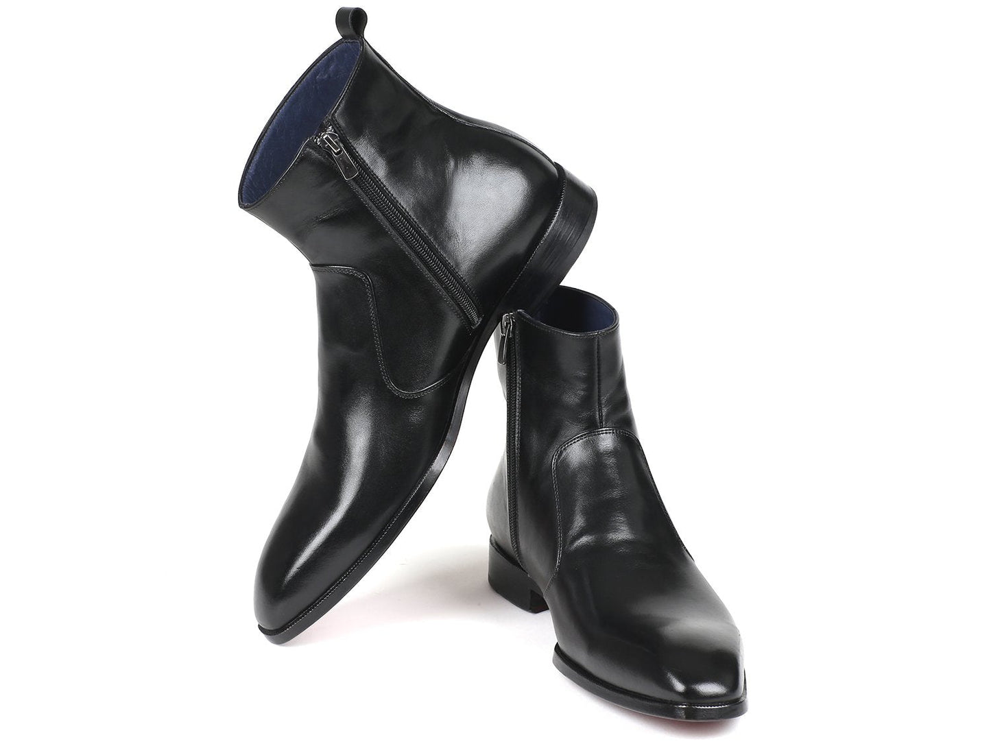 Paul Parkman Black Leather Side Zipper Boots (ID#BT485-BLK)